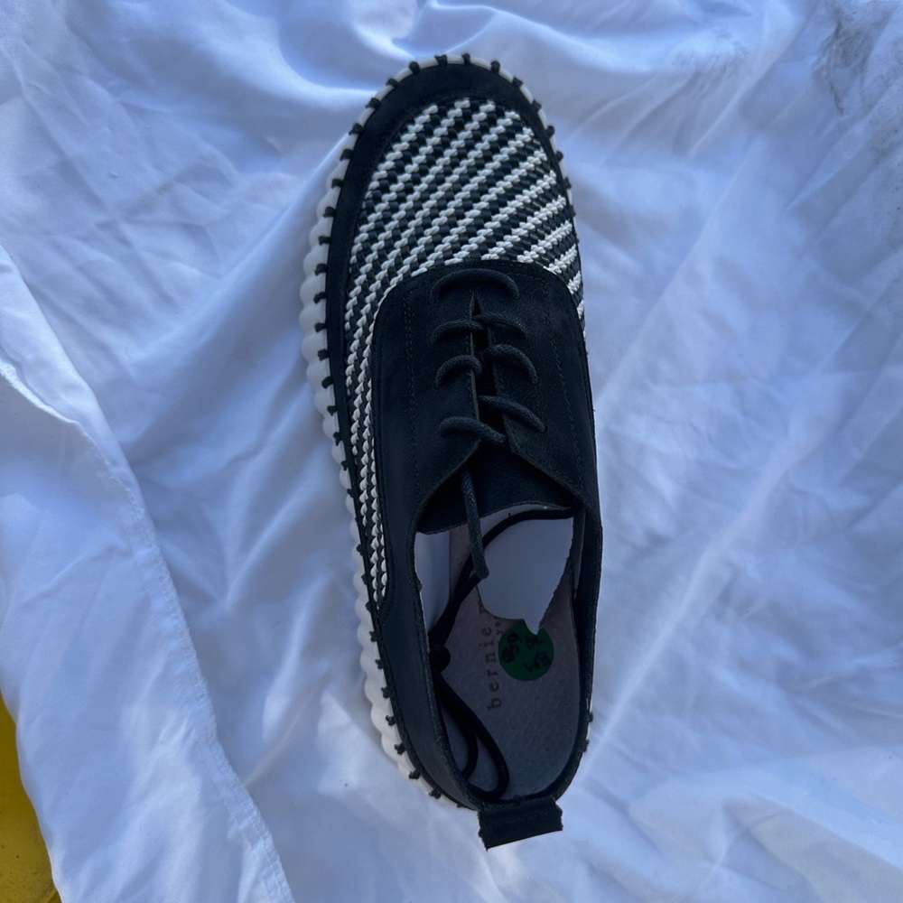Bernie Mev TZ RIN Black White Woven Elastic Platform Sneakers Lace Up 40 (9)